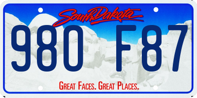 SD license plate 98OF87