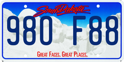 SD license plate 98OF88