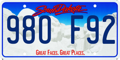 SD license plate 98OF92