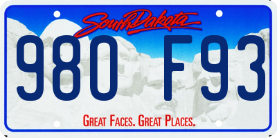 SD license plate 98OF93