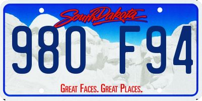 SD license plate 98OF94