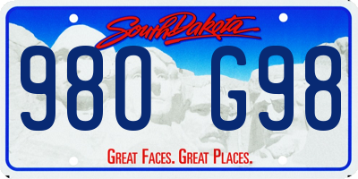 SD license plate 98OG98