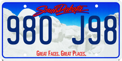 SD license plate 98OJ98