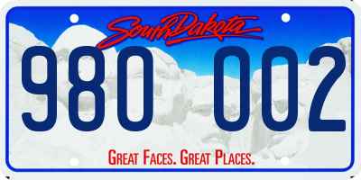 SD license plate 98OO02