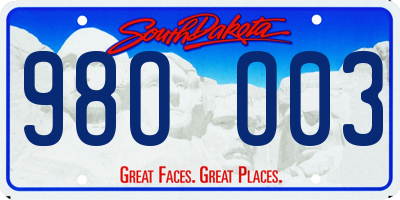SD license plate 98OO03
