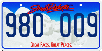 SD license plate 98OO09