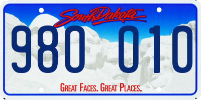 SD license plate 98OO10