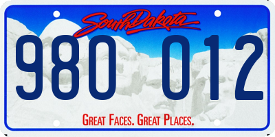 SD license plate 98OO12