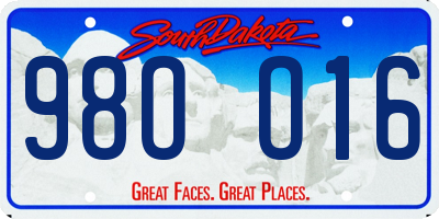 SD license plate 98OO16