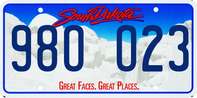 SD license plate 98OO23