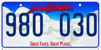 SD license plate 98OO30