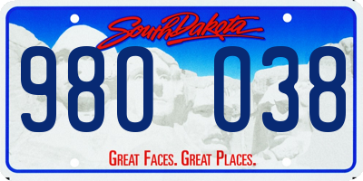 SD license plate 98OO38