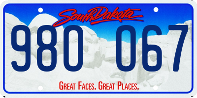 SD license plate 98OO67