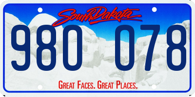 SD license plate 98OO78