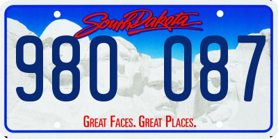 SD license plate 98OO87