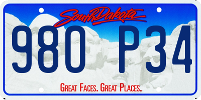 SD license plate 98OP34