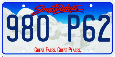 SD license plate 98OP62