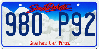 SD license plate 98OP92