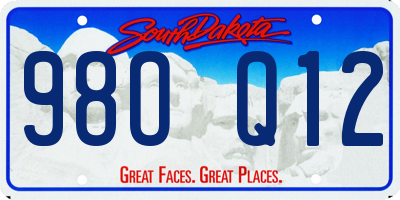 SD license plate 98OQ12