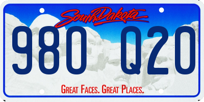 SD license plate 98OQ20