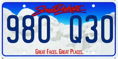 SD license plate 98OQ30