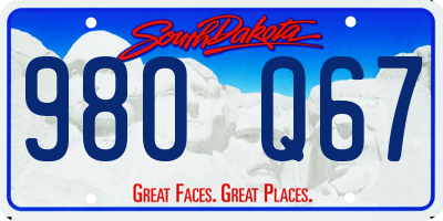 SD license plate 98OQ67