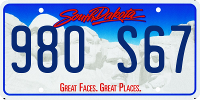 SD license plate 98OS67