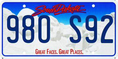 SD license plate 98OS92