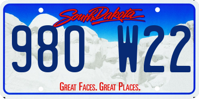 SD license plate 98OW22
