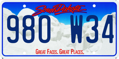 SD license plate 98OW34