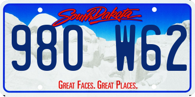 SD license plate 98OW62