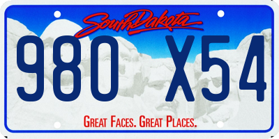 SD license plate 98OX54