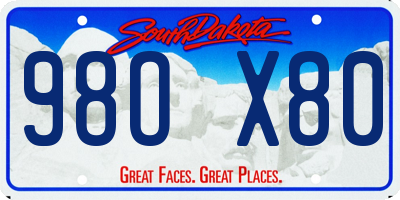 SD license plate 98OX80