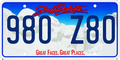 SD license plate 98OZ80