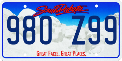 SD license plate 98OZ99