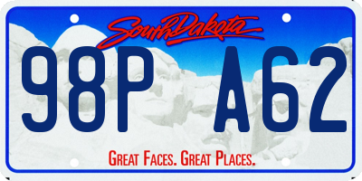 SD license plate 98PA62