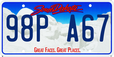 SD license plate 98PA67