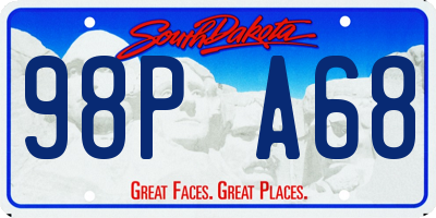 SD license plate 98PA68