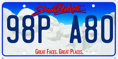 SD license plate 98PA80
