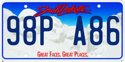 SD license plate 98PA86