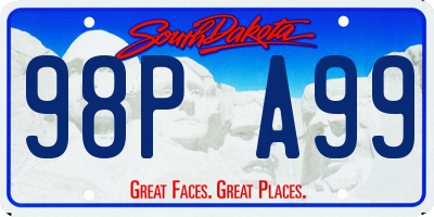 SD license plate 98PA99