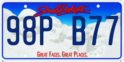 SD license plate 98PB77