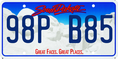 SD license plate 98PB85