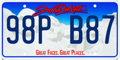 SD license plate 98PB87