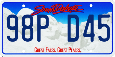 SD license plate 98PD45