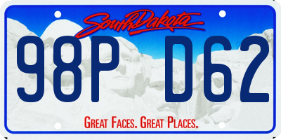 SD license plate 98PD62