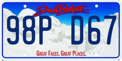 SD license plate 98PD67