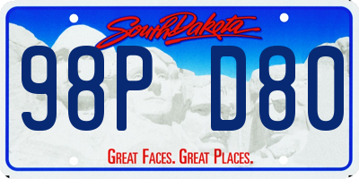 SD license plate 98PD80