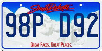 SD license plate 98PD92