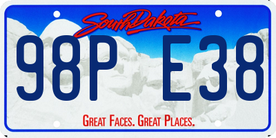 SD license plate 98PE38